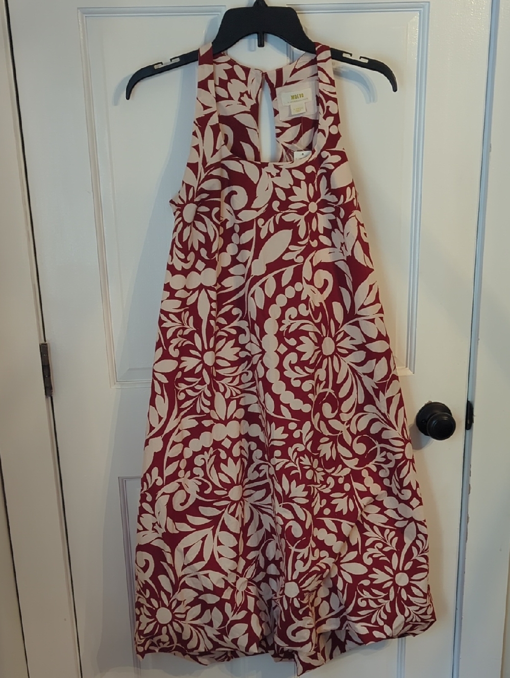 Anthropologie Maeve Red and Cream Floral Mini Dress